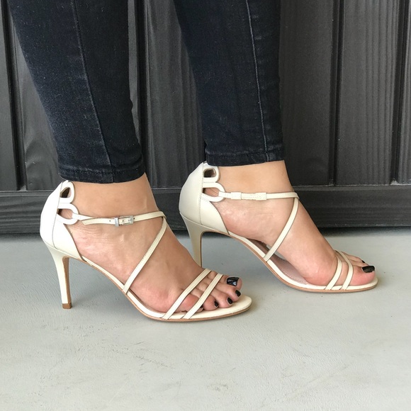 Anthropologie Cream Strappy Evening Elegant Heel Sandal - Picture 2 of 5